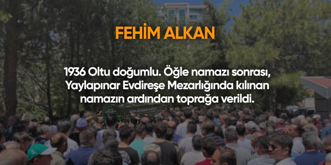 Konya'da bugün vefat edenler | 30 Ağustos 2025 10